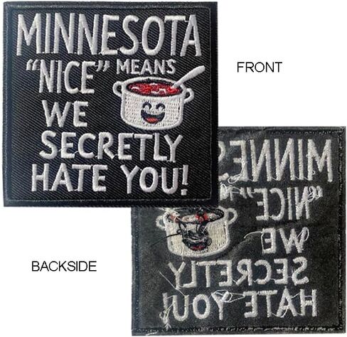 U-Sky Sew or Iron on Sarcasm Embroidered Applique Patches | Minnesota Nice Satire Iron Patch | Cultural Nuance Design | Hot Dish Motif | Iron On for Jackets Hats Bags in Saudi Arabia