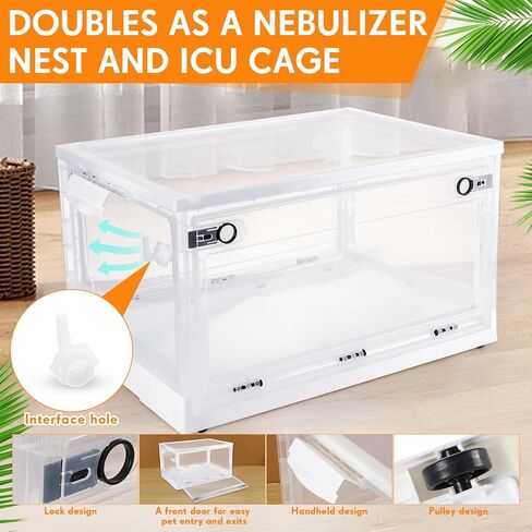 Large Pet Atomization Nest 85L Nebulization Oxygen Box 24.2 x 16.7 x 14'' Pet Dedicated Folding Tent with Oxygen Valve Puppy Incubator ICU Cage Breathing Medical Box Brooder for Cough Treat in Saudi Arabia