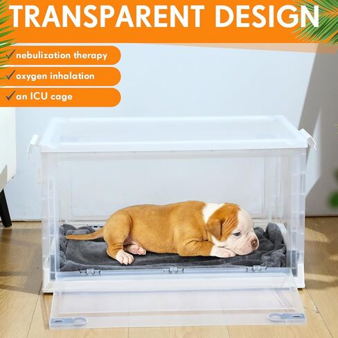 Large Pet Atomization Nest 85L Nebulization Oxygen Box 24.2 x 16.7 x 14'' Pet Dedicated Folding Tent with Oxygen Valve Puppy Incubator ICU Cage Breathing Medical Box Brooder for Cough Treat in Saudi Arabia