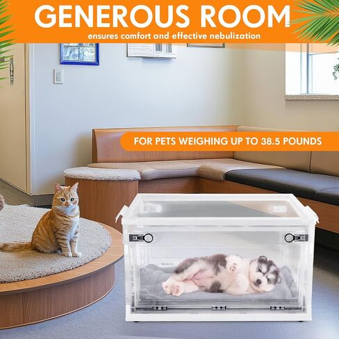 Large Pet Atomization Nest 85L Nebulization Oxygen Box 24.2 x 16.7 x 14'' Pet Dedicated Folding Tent with Oxygen Valve Puppy Incubator ICU Cage Breathing Medical Box Brooder for Cough Treat in Saudi Arabia