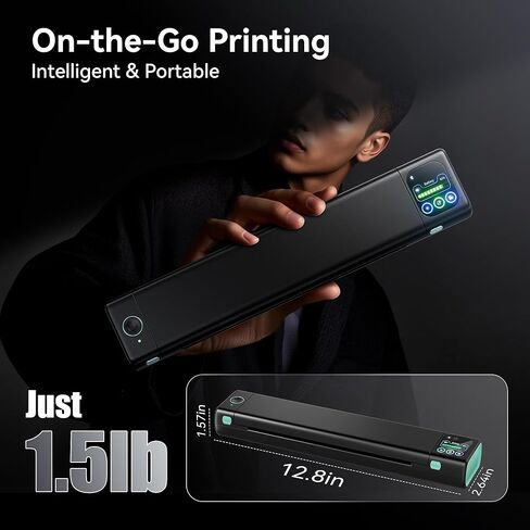 Phomemo Portable Printer with Touchscreen, Upgraded M08D Bluetooth Wireless Thermal Inkless Printer, Supports 8.5"x11" US Letter & A4, Compatible with iOS, Android, PC for Travel, Black in Saudi Arabia