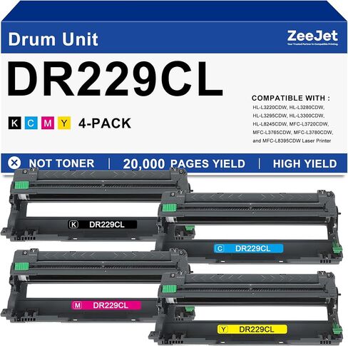 وحدة DR-229CL DR229CL للطبلة استبدال Brother DR229 DR-229 لـ HL-L3220CDW MFC-L3720CDW HL-L3280CDW HL-L3300CDW MFC-L3780CDW PRINTER 4-PACK ، Black Cyan Magenta Yellow in Kuwait