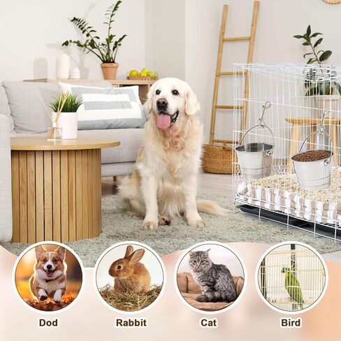 Mumufy 4 Set 1 Quart Stainless Steel Flat Side Bucket Durable Water Pails with Double Ended Snaps Small Metal Bucket Flat Back Water Pails for Dogs Cats Kennels Cages Fences Pet Container in Saudi Arabia