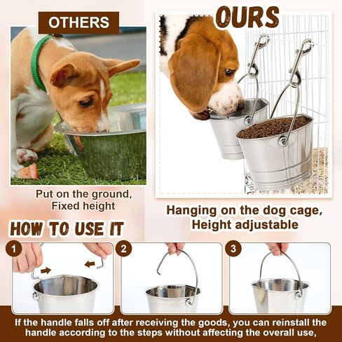 Mumufy 4 Set 1 Quart Stainless Steel Flat Side Bucket Durable Water Pails with Double Ended Snaps Small Metal Bucket Flat Back Water Pails for Dogs Cats Kennels Cages Fences Pet Container in Saudi Arabia
