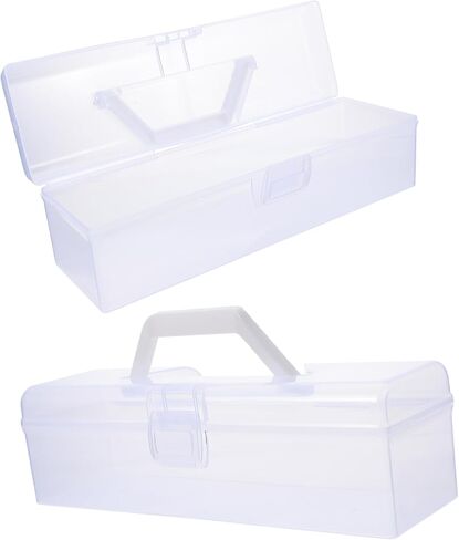 2 Pcs Transparent Storage Box for Painting and Calligraphy Tools Easy Clean Organizer for Art Supplies Compact and Exquisitely Made for Daily Use and Item Storage in Saudi Arabia