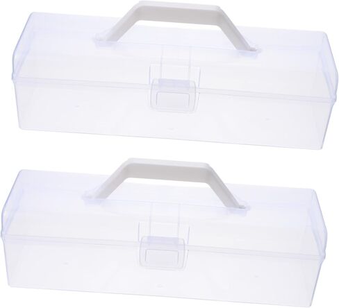 Uonlytech 2 Pcs Calligraphy Tool Box Handle Plastic Art Storage Case for Supplies Organization Lightweight Storage Holder for Artists and Students in Saudi Arabia