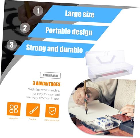 Uonlytech 2 Pcs Calligraphy Tool Box Handle Plastic Art Storage Case for Supplies Organization Lightweight Storage Holder for Artists and Students in Saudi Arabia