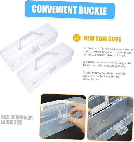 Uonlytech 2 Pcs Calligraphy Tool Box Handle Plastic Art Storage Case for Supplies Organization Lightweight Storage Holder for Artists and Students in Saudi Arabia
