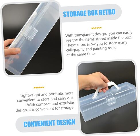 Uonlytech 2 Pcs Calligraphy Tool Box Handle Plastic Art Storage Case for Supplies Organization Lightweight Storage Holder for Artists and Students in Saudi Arabia