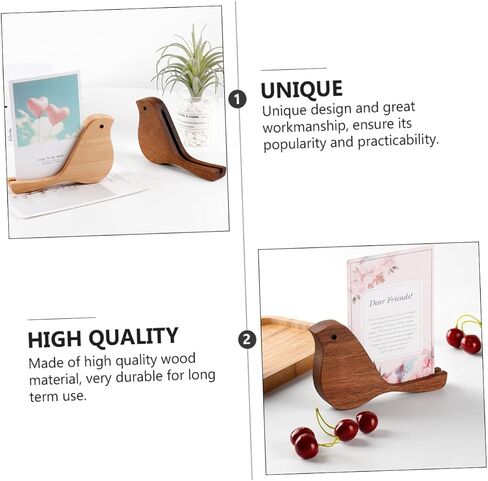 jojofuny 1Pc Small Bird Solid Wood Calendar Stand Display Base Postcard Holder for Desk Decor Creative Walnut Tabletop Adornment Housewarming in Saudi Arabia