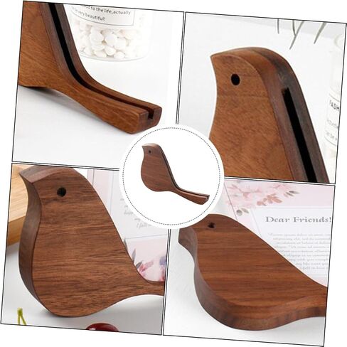 jojofuny 1Pc Small Bird Solid Wood Calendar Stand Display Base Postcard Holder for Desk Decor Creative Walnut Tabletop Adornment Housewarming in Saudi Arabia