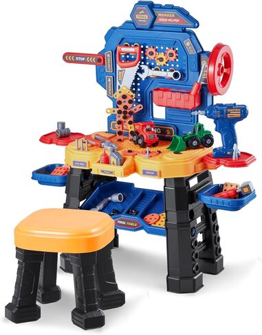 VEVOR Baby Tool Set for 1 Year Old Boy Girl Birthday Gifts, 9 in 1 Musical Learning Workbench for Toddler, Early Educational Tool Bench Toy with Sounds Lights Shape Sorter for Kids 12-18 Months in Kuwait