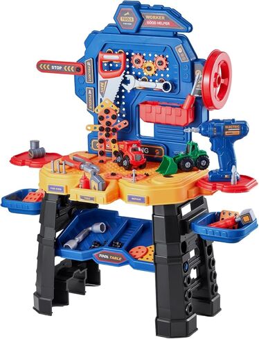 VEVOR Baby Tool Set for 1 Year Old Boy Girl Birthday Gifts, 9 in 1 Musical Learning Workbench for Toddler, Early Educational Tool Bench Toy with Sounds Lights Shape Sorter for Kids 12-18 Months in Kuwait