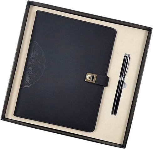 Loose Leaf Notebook Set PU Faux Leather Replaceable Inner Core Business Gift(White-Dinosaur Doodle4) in Saudi Arabia