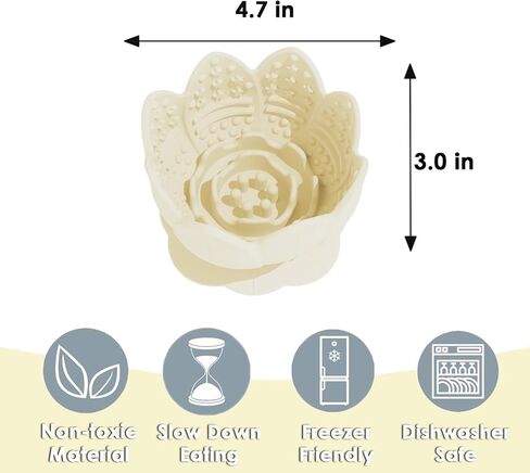 Dog Lick Bowl,Anxiety Relief Slow Feeder Dog Lick Mat Treat Dispenser, Non-Slip Licking Bowl Enrichment Toys for Small Medium Breeds Dogs (Beige, 12x12x7.6CM) in Kuwait