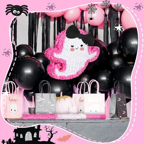 Haull 3 PCS كبير الهالوين الوردي Piñatas 16 × 15.4 بوصة شبح أبيض عصبي Piñata مع عصا وعصابة للعصاب من ألعاب Candy Boys Girls Mexican Halloween Supplies Party Supplies in Kuwait
