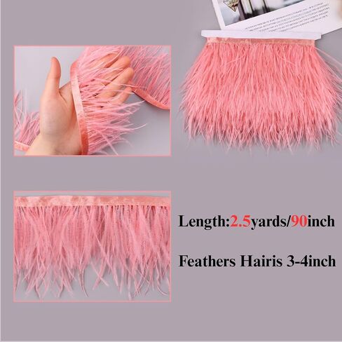 Gxtizas White Speathers Trim 2.5 Yards Fringe Trim Feather for Harps Moding Comple ، وفساتين الزفاف اللاتينية ، وملحقات DIY على خشبة المسرح in Kuwait