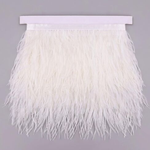 Gxtizas White Speathers Trim 2.5 Yards Fringe Trim Feather for Harps Moding Comple ، وفساتين الزفاف اللاتينية ، وملحقات DIY على خشبة المسرح in Kuwait