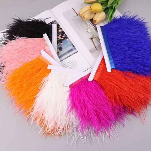 Gxtizas White Speathers Trim 2.5 Yards Fringe Trim Feather for Harps Moding Comple ، وفساتين الزفاف اللاتينية ، وملحقات DIY على خشبة المسرح in Kuwait