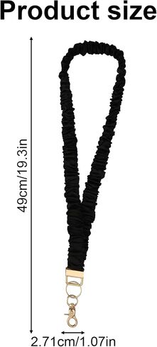 مطار Scrunchie Lanyard ، قابلة للتراجع عن الرقبة Scrunchie Lanyards لشارات الهوية والمفاتيح مع مقطع مصادقة مفاتيح متمسك ملحق للنساء الممرضة المعلمين (أسود) in Saudi Arabia