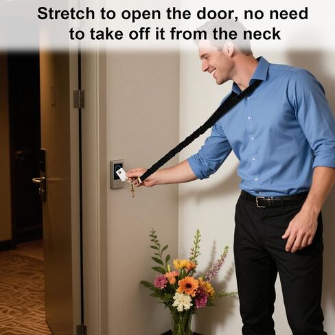مطار Scrunchie Lanyard ، قابلة للتراجع عن الرقبة Scrunchie Lanyards لشارات الهوية والمفاتيح مع مقطع مصادقة مفاتيح متمسك ملحق للنساء الممرضة المعلمين (أسود) in Saudi Arabia