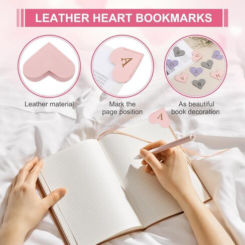 PATIKIL Initial S Corner Bookmarks, 3Pcs Heart Shape Leather Book Marks Page Markers Cute Page Clip for Men Women Teacher Reader Book Lover Writers, Pink Purple Gray in Saudi Arabia