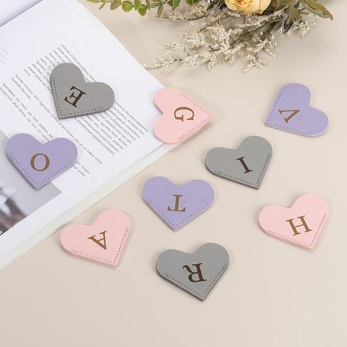 PATIKIL Initial S Corner Bookmarks, 3Pcs Heart Shape Leather Book Marks Page Markers Cute Page Clip for Men Women Teacher Reader Book Lover Writers, Pink Purple Gray in Saudi Arabia