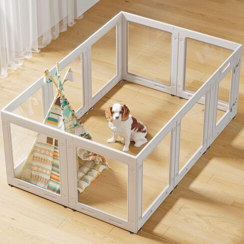 روضة أكريليك للكلاب مع الباب ، 23.6 بوصة PUPPY PLAYPEN ، سياج الحيوانات الأليفة سهل التجميع ، 10 لوحات للجرى/الكلاب الصغيرة PLE PEN INDOOR (أبيض ، 23.6 بوصة-H ، 10 لوحة) in Kuwait