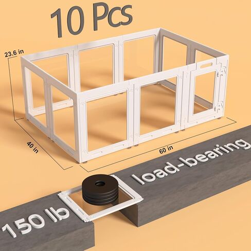 روضة أكريليك للكلاب مع الباب ، 23.6 بوصة PUPPY PLAYPEN ، سياج الحيوانات الأليفة سهل التجميع ، 10 لوحات للجرى/الكلاب الصغيرة PLE PEN INDOOR (أبيض ، 23.6 بوصة-H ، 10 لوحة) in Kuwait