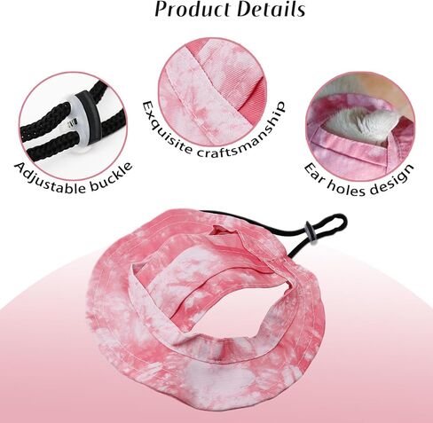 قبعة شمس الحيوانات الأليفة ، حبل حبل قابلة للتعديل قبعة أذن للحيوانات الأليفة للجرى والقطط والكلب الصغيرة والحيوانات الأليفة المماثلة (أسود+أبيض ، S) in Kuwait
