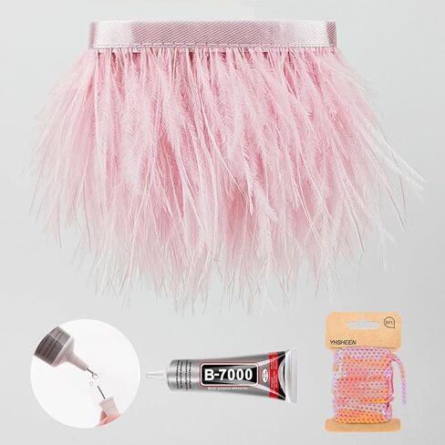 ريش النعامة الوردي ، 2 صباح × 4 بوصة تقطيع الريشة in Kuwait