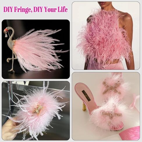 ريش النعامة الوردي ، 2 صباح × 4 بوصة تقطيع الريشة in Kuwait