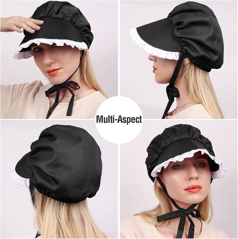C-ZOFEK Women's Colonial Cap Medieval Bonnet Hat for Pioneer Christmas Cosplay Headwear in Kuwait