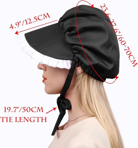 C-ZOFEK Women's Colonial Cap Medieval Bonnet Hat for Pioneer Christmas Cosplay Headwear in Kuwait