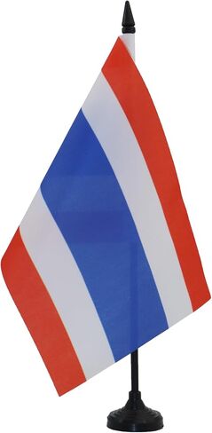 Thailand Table Flag 5'' x 8'' - Thai Desk Flag 21 x 14 cm - Black plastic stick and base - AZ FLAG in Saudi Arabia