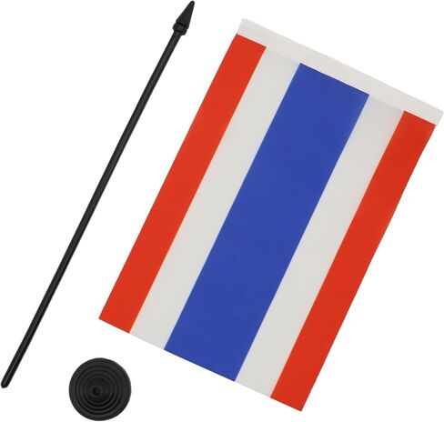 Thailand Table Flag 5'' x 8'' - Thai Desk Flag 21 x 14 cm - Black plastic stick and base - AZ FLAG in Saudi Arabia