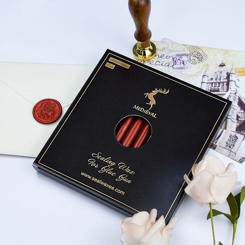 طقم ختم الشمع مع ختم بندقية الشمع و 10 مساءً عصي الشمع الأحمر - لدعوات الزفاف ، المظلات ، غلاف الهدايا ، الرسائل ، الحرف اليدوية ديكور ديكور. in Kuwait