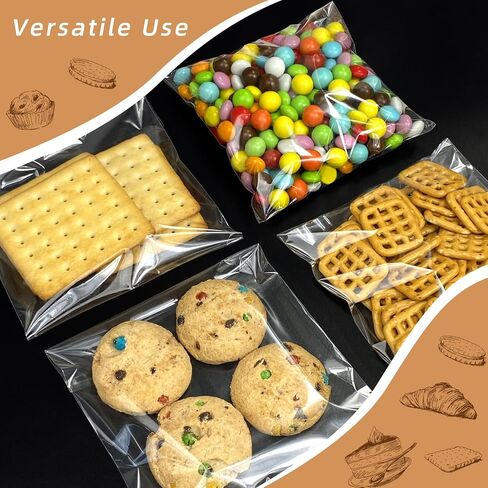 5x5 Inch Cookie Bags, 120 Pcs Clear Self Sealing Cellophane Treat Bags for Candy, Jewelry, Gift Wrapping, Party Favors, Crafts, Cookie Wrappers Self Adhesive in Kuwait