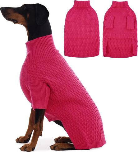 IECOii 4XL Warm Knitted Sweater for Dogs Boy, Cozy Turtleneck Dog Sweaters with Sleeves for Cold Weather, Stretchy Comfortable Dog Jumper, Machine Washable(Size XXXXL, Dark Blue) in Saudi Arabia