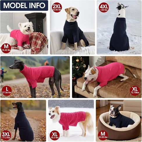 IECOii 4XL Warm Knitted Sweater for Dogs Boy, Cozy Turtleneck Dog Sweaters with Sleeves for Cold Weather, Stretchy Comfortable Dog Jumper, Machine Washable(Size XXXXL, Dark Blue) in Saudi Arabia