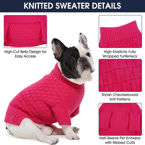 IECOii 4XL Warm Knitted Sweater for Dogs Boy, Cozy Turtleneck Dog Sweaters with Sleeves for Cold Weather, Stretchy Comfortable Dog Jumper, Machine Washable(Size XXXXL, Dark Blue) in Saudi Arabia