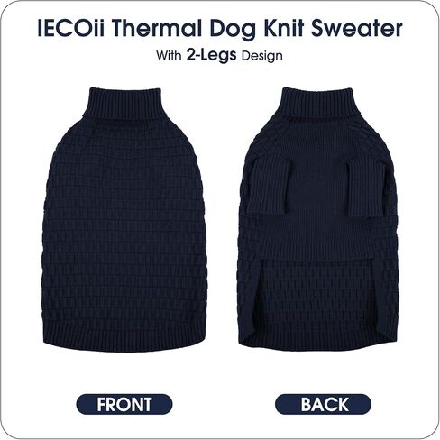 IECOii 4XL Warm Knitted Sweater for Dogs Boy, Cozy Turtleneck Dog Sweaters with Sleeves for Cold Weather, Stretchy Comfortable Dog Jumper, Machine Washable(Size XXXXL, Dark Blue) in Saudi Arabia
