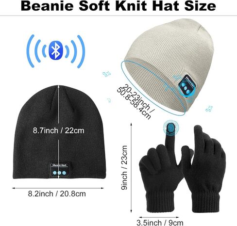 4 Pieces Bluetooth Beanie Hat for Men Winter Wireless Music LED Light Hat with Gloves for Men Women Sports Gifts in Saudi Arabia