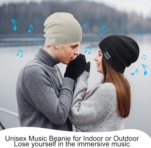 4 Pieces Bluetooth Beanie Hat for Men Winter Wireless Music LED Light Hat with Gloves for Men Women Sports Gifts in Saudi Arabia