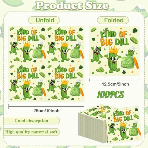 Cinrobiye 100 PCS Pickle Party Napkins Kind of a Big Deal Cucumber Party Supplies Vegetable Themed Luncheon Paper Napkins Disposable for Summer Birthday Party Baby Shower Decoration Supplies in Saudi Arabia