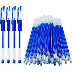 Disappearing Fabric pen for Sewing & Quilting | 4 Blue Pens + 50 Blue Refills | Heat Erasable Ink, Sewing Kit, Embroidery Supplies, Dressmaking Tools | High Volume Refill Pack in Saudi Arabia