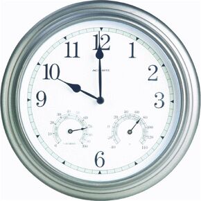 AcuRite 14-inch Indoor/Outdoor Wall Clock with Thermometer and Hygrometer, Pewter in Kuwait