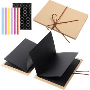 6 X 8 Inch Small Scrapbook Album with Black Pages Mini Scrapbook Album Small Photo Albums Stretchable Folding Memory Books with DIY Accessories Set for Couples Wedding Anniversary (Black) in Kuwait