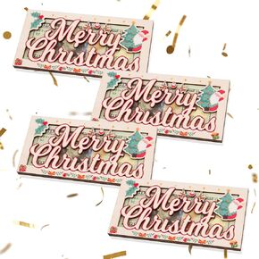 Christmas Money Holder for Cash Gifts 1Pc - Wooden Christmas Money Holders for Cash - Xmas Decor Ornaments Gifts for Kids Women Men Friends Family in Saudi Arabia