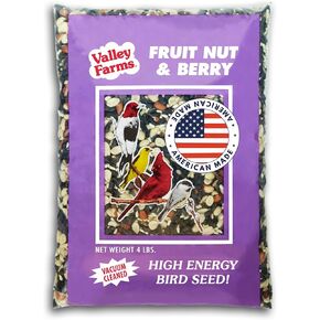 Valley Farms Fruit Nut & Berry 4 LB 2-Pack (8 LB Total) Wild Bird Food for Outside Feeders, Bird Seed with Dried Fruit, Peanuts Sunflower Hearts, Safflower High Energy Mix for Healthy Birds! in Saudi Arabia